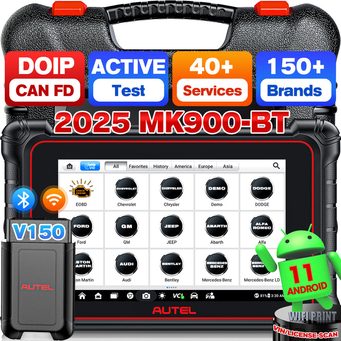 Autel Maxicom MK900BT OBDII Diagnosis Scanner丨Android 11 8''screen 8M Rear Camera丨40+ Service/Active Test /All System/Multi Brand Upgraded of MX900