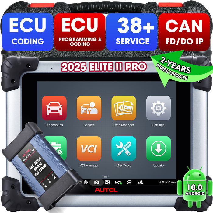 【2 Years Update】Autel Maxisys Elite II Pro |Same as Autel MS909  |with J2534 ECU Programming & Coding | Bi-Directional Control | 38+ Services | OE-Level Full-System| Multi-Language