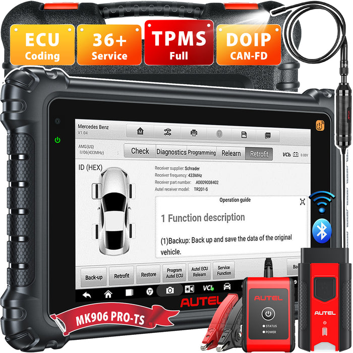 Autel MaxiCOM MK906S Pro-TS | TPMS Relearn/Programmer Tool| Advanced ECU Coding | Bi-Directional Control | 36+ Services | All Systems Diagnosis|Multi-Language