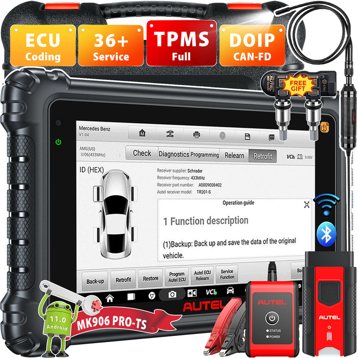 Autel MaxiCOM MK906 Pro-TS | TPMS Relearn/Programmer Tool| Advanced ECU Coding | Bi-Directional Control | 36+ Services | All Systems Diagnosis|Multi-Language