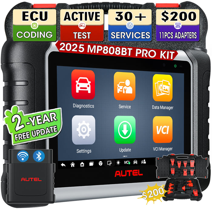 Autel MaxiPRO MP808BT Pro Kit (MP808BT Pro+ a Box Adapters) | ECU Coding | Bi-Directional Control | OE-Level All Systems Diagnostic | 37+ Services | Multi-Language