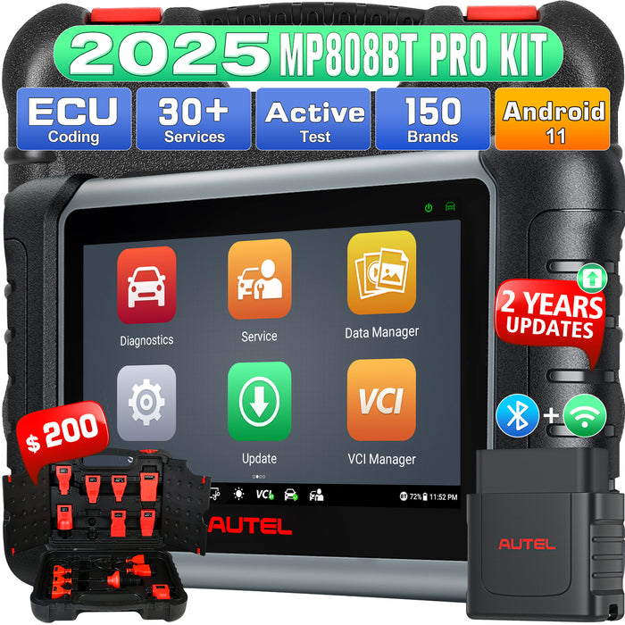 Autel MaxiPRO MP808BT Pro Kit (MP808BT Pro+ a Box Adapters) | ECU Coding | Bi-Directional Control | OE-Level All Systems Diagnostic | 37+ Services | Multi-Language