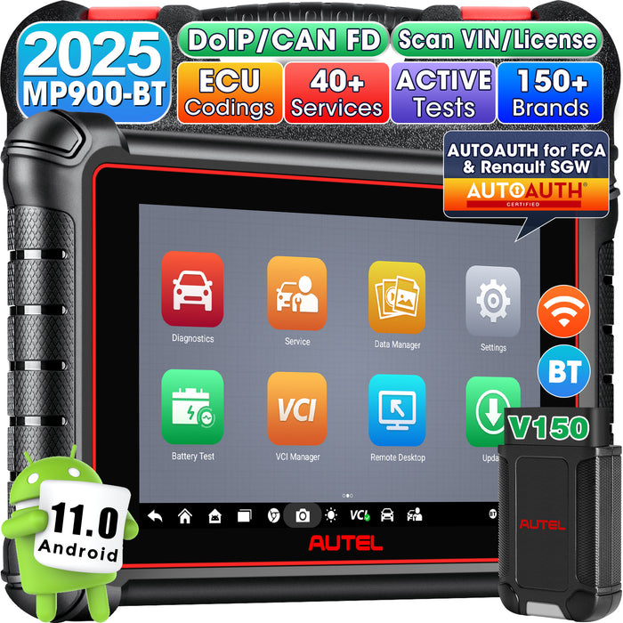 Autel Maxipro MP900BT Wireless Diagnosis Scanner丨8'' Screen /Advanced ECU Coding丨Bi-Directional Control丨Multi-Brand All System Diagnosis丨40+ Service丨Multi-Language