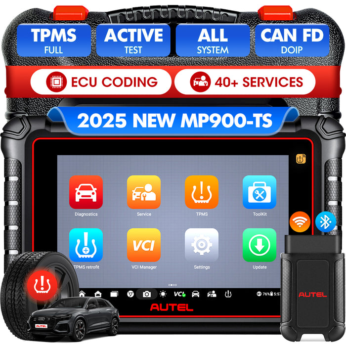 Autel Maxipro MP900TS TPMS Scanner丨Android 11 TPMS Relearn/Replaced/Sensor Programming丨ECU Coding丨40+ Reset service丨Bi-Directional Control