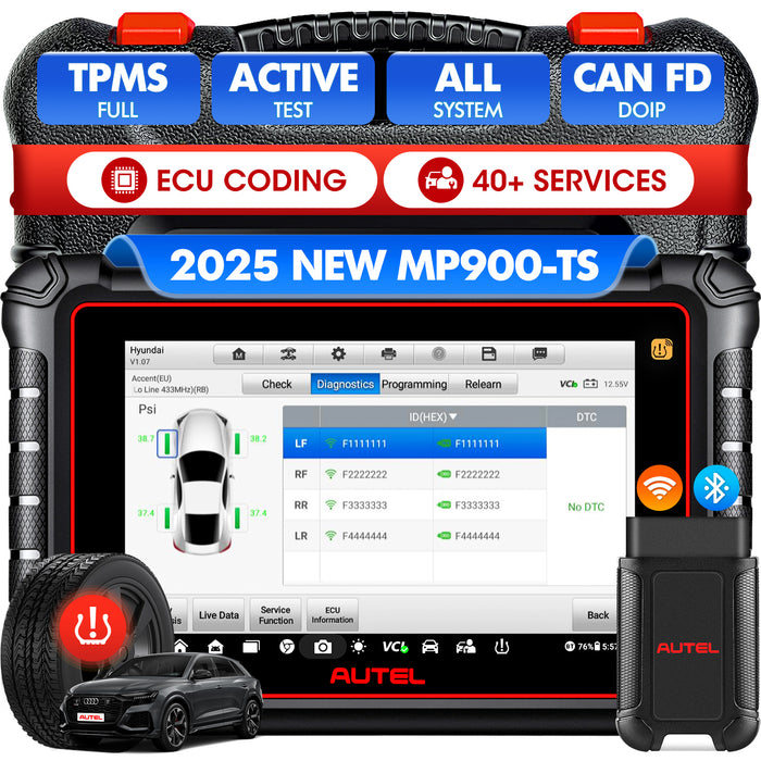 Autel Maxipro MP900TS TPMS Scanner丨Android 11 TPMS Relearn/Replaced/Sensor Programming丨ECU Coding丨40+ Reset service丨Bi-Directional Control