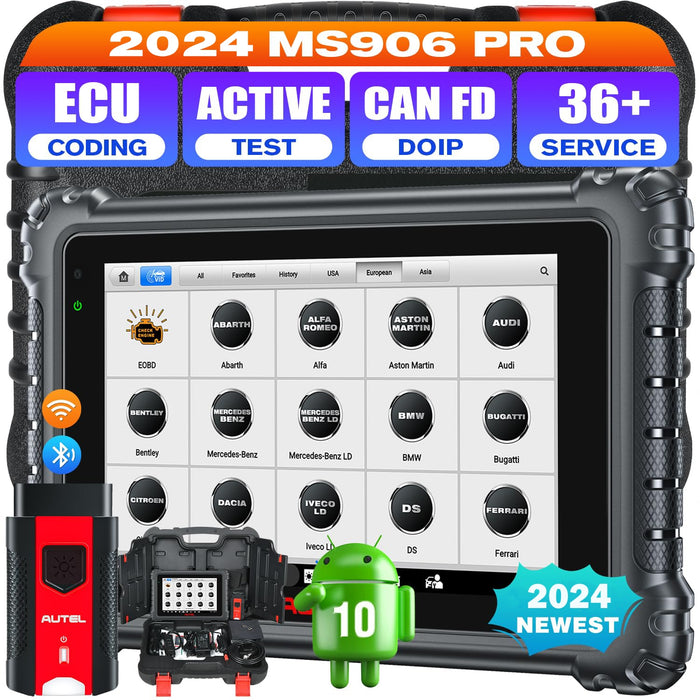 Autel MaxiSys MS906 Pro | 2024 New Android 10.0| Advanced ECU Coding | Bi-Directional Control | 36+ Services | OE-Level All Systems Diagnosis |Only English