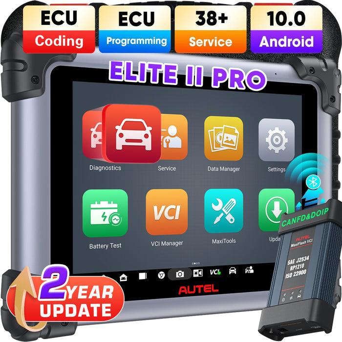 【2 Years Update】Autel Maxisys Elite II Pro |Same as Autel MS909  |with J2534 ECU Programming & Coding | Bi-Directional Control | 38+ Services | OE-Level Full-System| Multi-Language